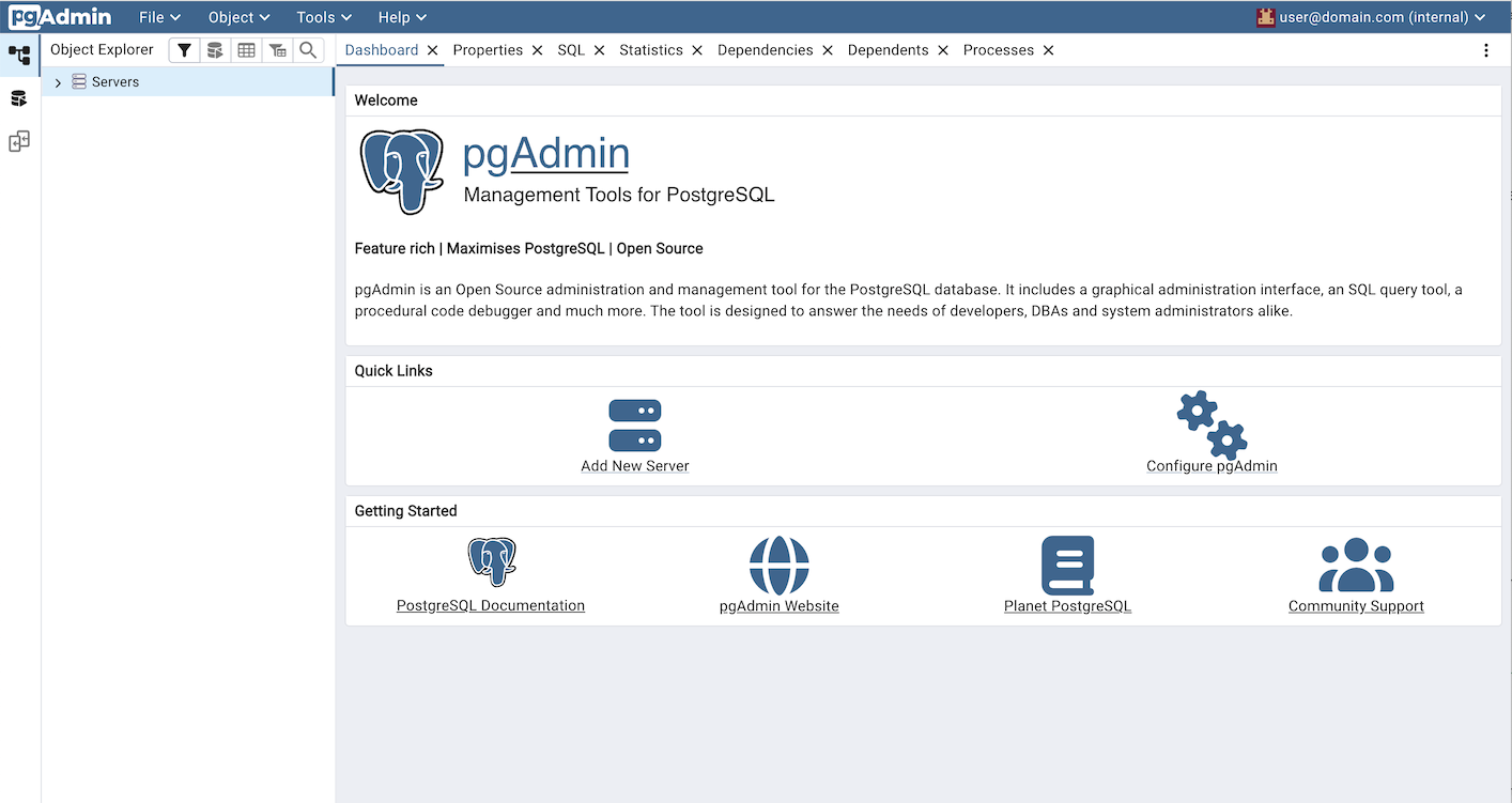 pgadmin add new server